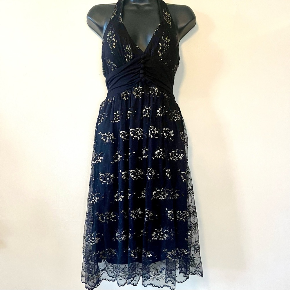 Y2k Forever fairy babydoll dress S celestial Whimsigoth dark black gold dainty